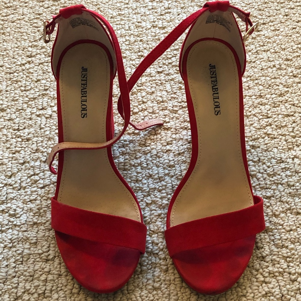 Red suede sandals